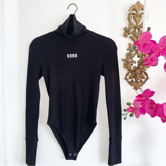 FOREVER 21 BLACK RIBBED BODYSUIT - Picture 2 of 10